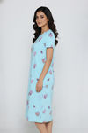 Zivame Farm Lore Knit Cotton Knee Length Nightdress - Gulf Stream — thumbnail 2